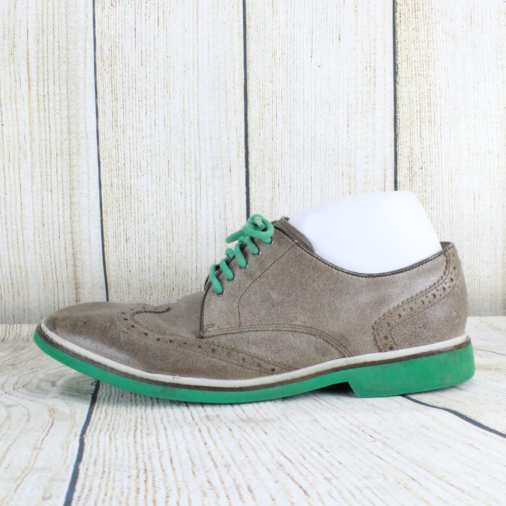 Cole Haan Wingtip Tan Leather Shoes Green Bottom - Picture 1 of 8